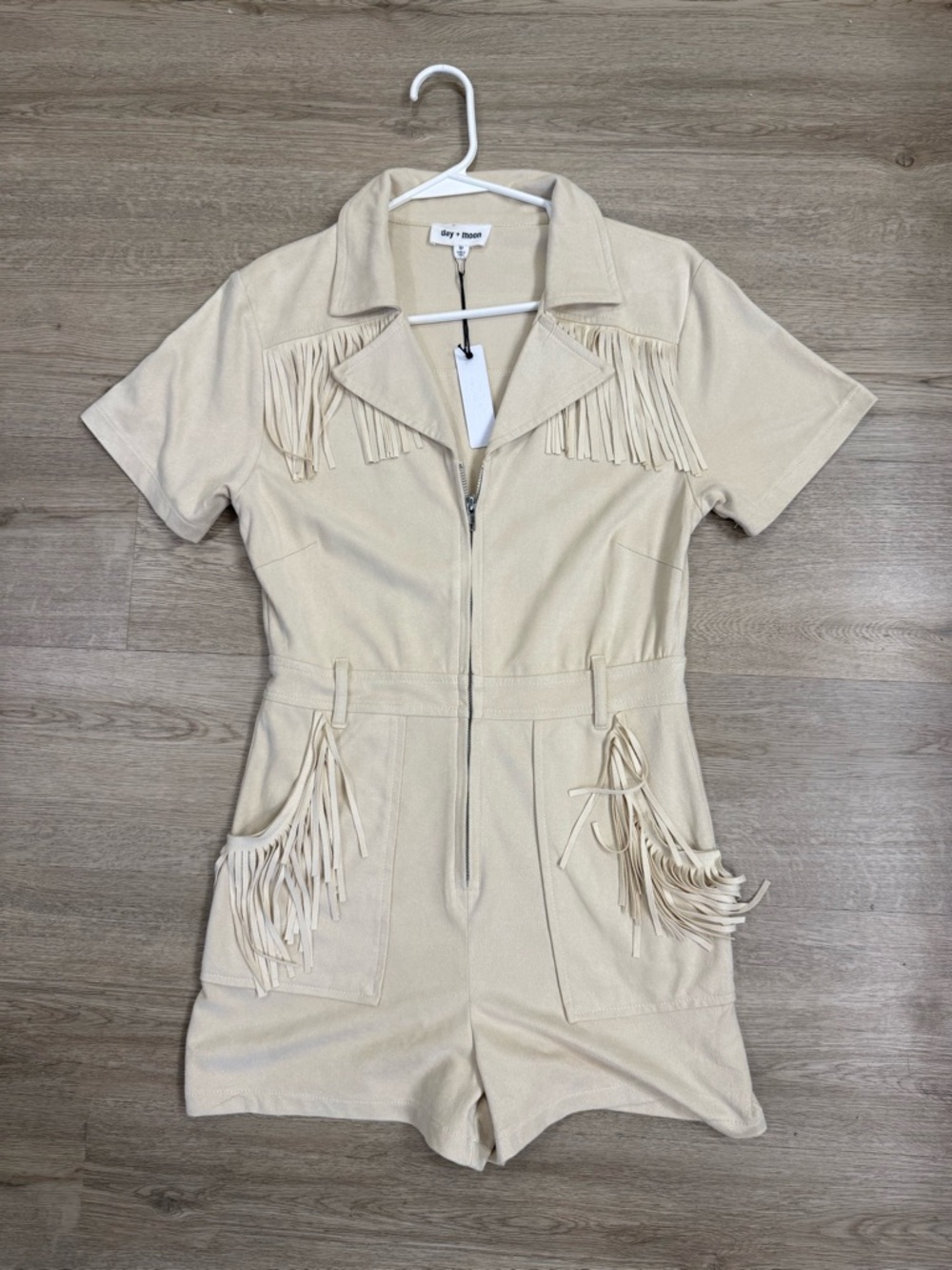 Fringe Romper tan suede NWT
